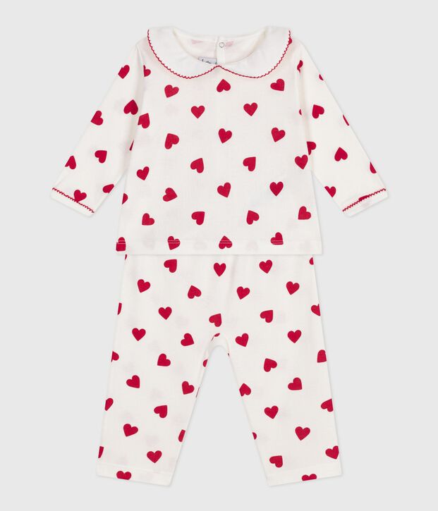 Pyjama 2 pi&egrave;ces b&eacute;b&eacute; imprim&eacute; c&oelig;urs blanc/rouge