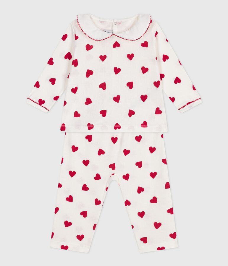 Pyjama 2 pi&egrave;ces b&eacute;b&eacute; imprim&eacute; c&oelig;urs blanc/rouge