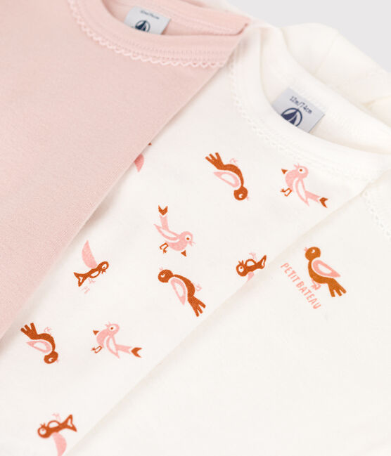 Lot de 3 bodies manches longues oiseaux bébé en coton variante 1