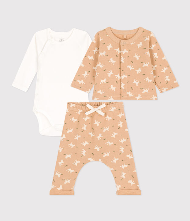 Ensemble en molleton imprim&eacute; b&eacute;b&eacute; beige/multicouleur