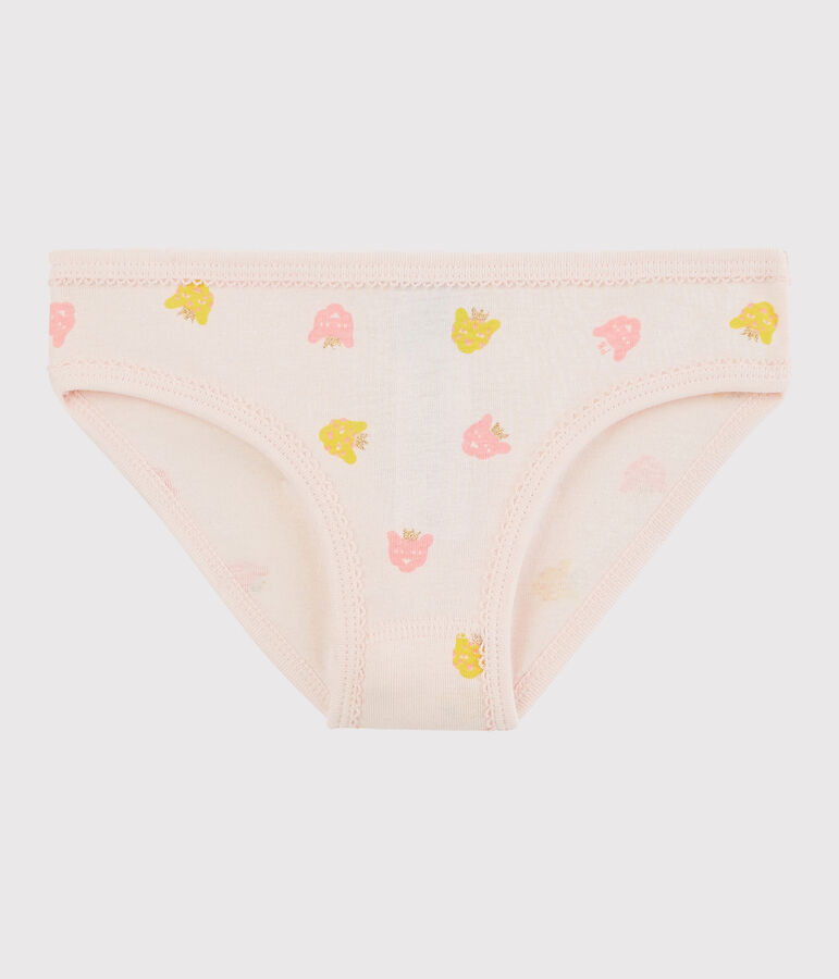 Culotte petite fille en coton rose FLEUR/blanc MULTICO