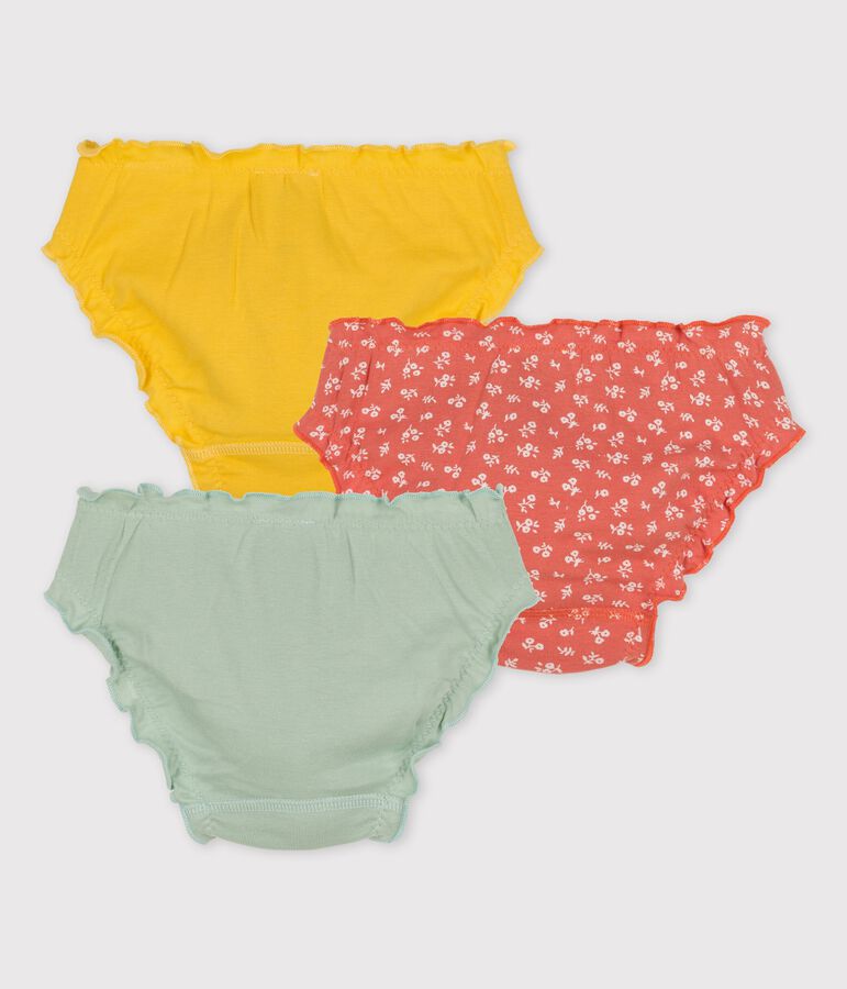 Lot de 3 culottes volant&eacute;es fleuri petite fille en coton multicouleur