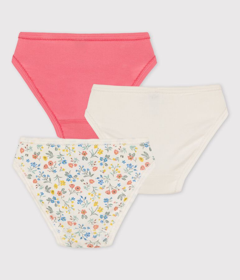 Lot de 3 culottes petite fille fleurs en coton multicouleur
