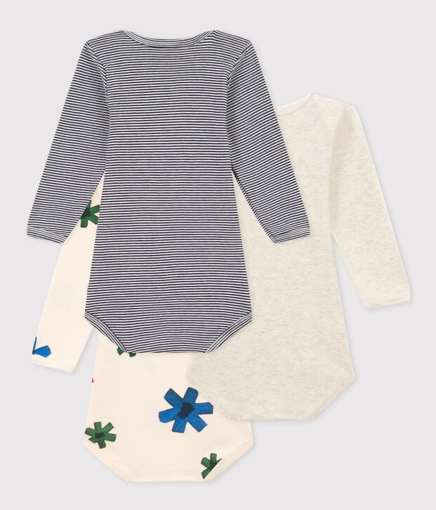 Lot de 3 bodies manches longues &eacute;toiles b&eacute;b&eacute; en coton multicouleur