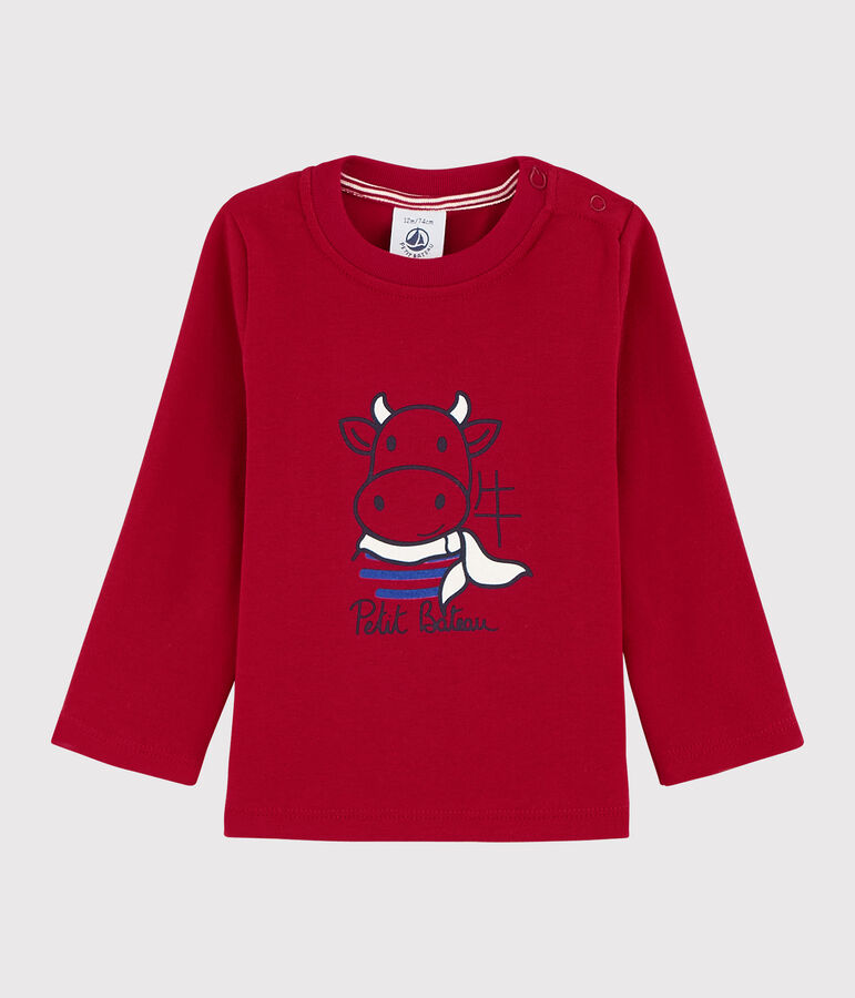 Tee shirt manches longue en coton b&eacute;b&eacute; gar&ccedil;on rouge