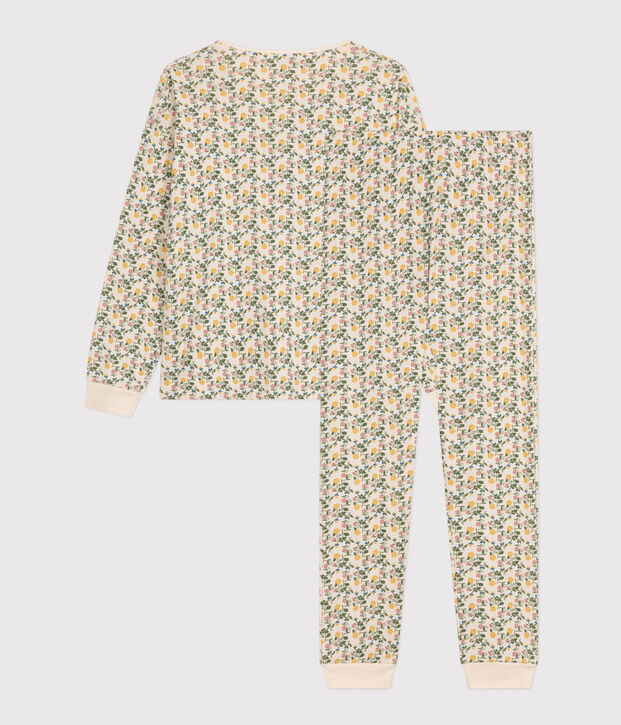 Pyjama en coton motif floral femme &eacute;cru/multicouleur