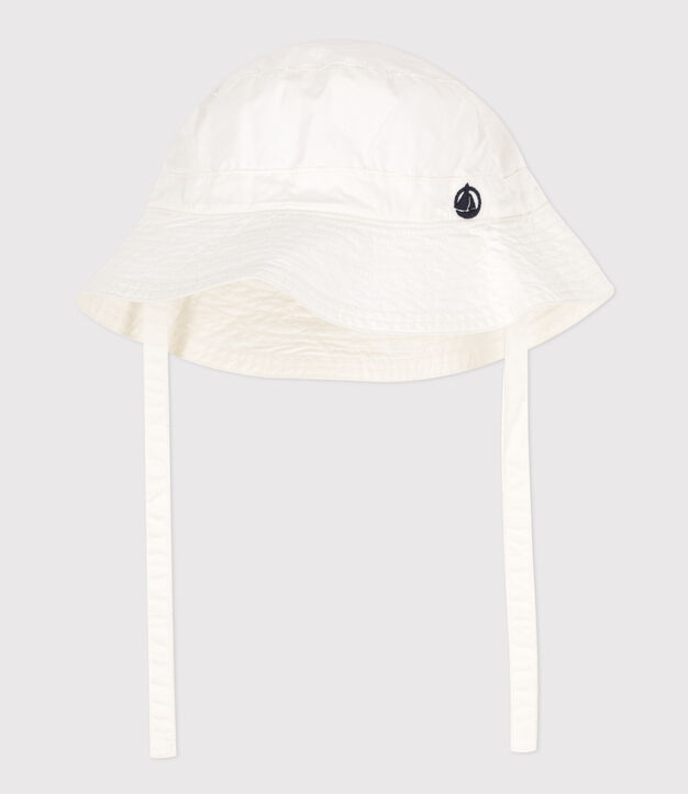 Bob b&eacute;b&eacute; en coton serg&eacute; avec liens blanc