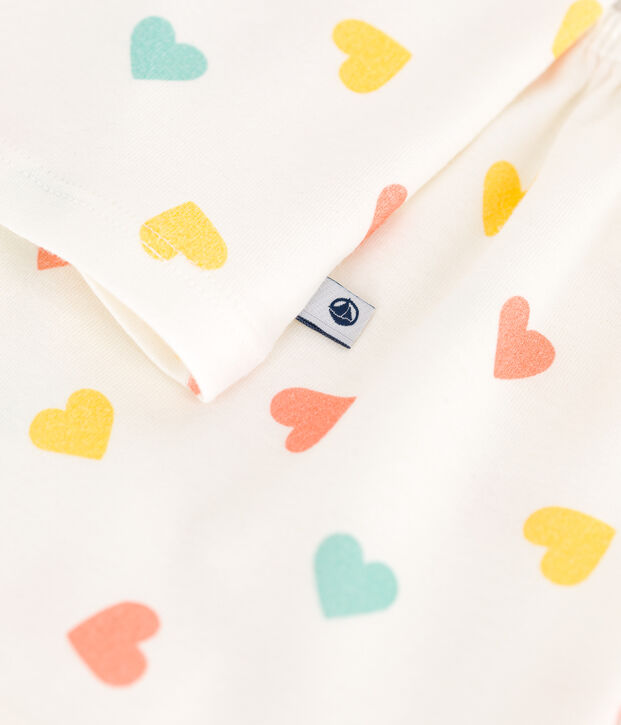Pyjama short enfant en coton imprim&eacute; c&oelig;urs blanc/multicouleur