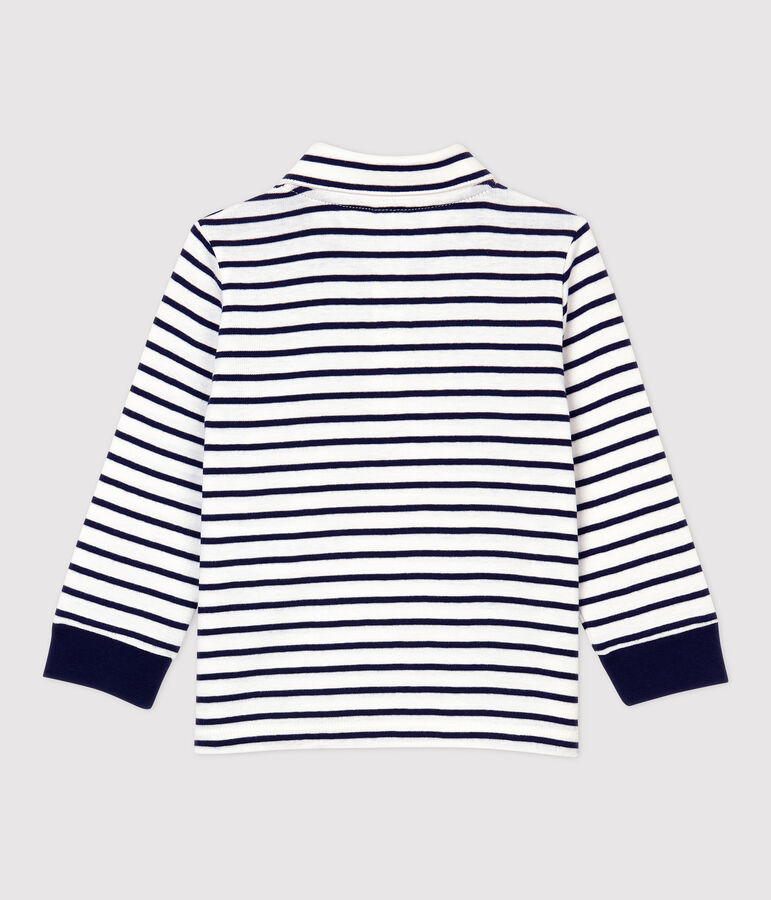 Polo en coton b&eacute;b&eacute; blanc MARSHMALLOW/bleu SMOKING