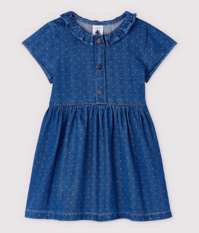 Robe en denim clair &agrave; pois b&eacute;b&eacute; fille bleu DENIM CLAIR