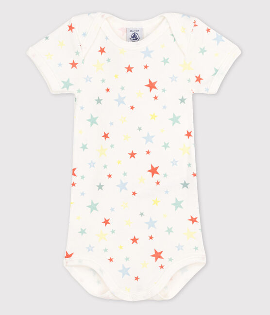 Body manches courtes bébé blanc MARSHMALLOW/orange OURSIN