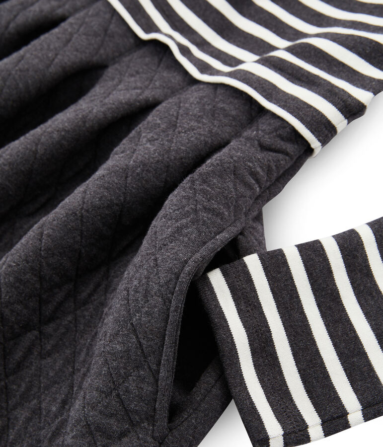 Robe bi-mati&egrave;re manches longues femme gris/blanc