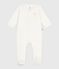Pyjama bébé en tubique à col uni blanc MARSHMALLOW