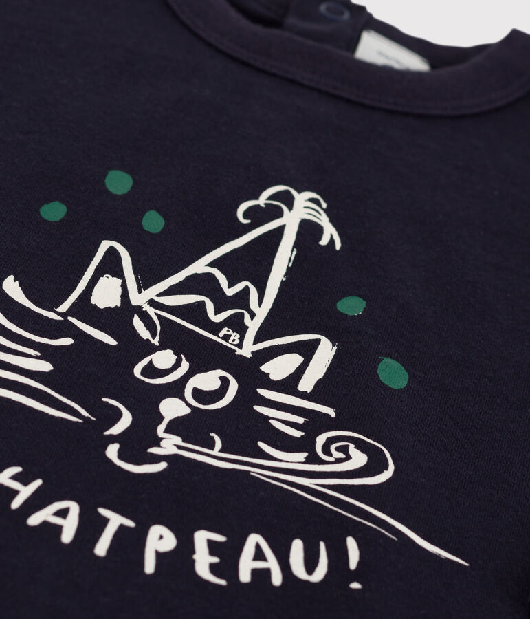 Tee-shirt manches longues b&eacute;b&eacute; en coton bleu SMOKING