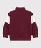 Sweatshirt col camionneur enfant en coton uni colorblock rouge/&eacute;cru