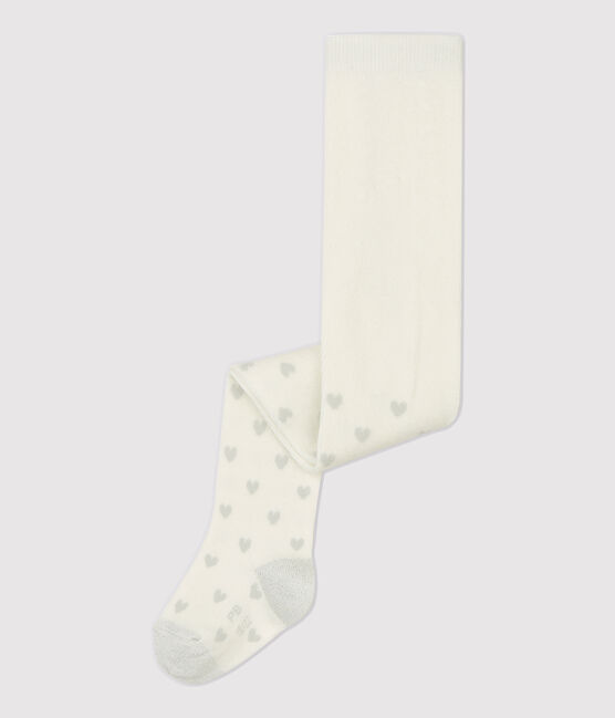 Paire de collant bébé. blanc MARSHMALLOW/gris ARGENT