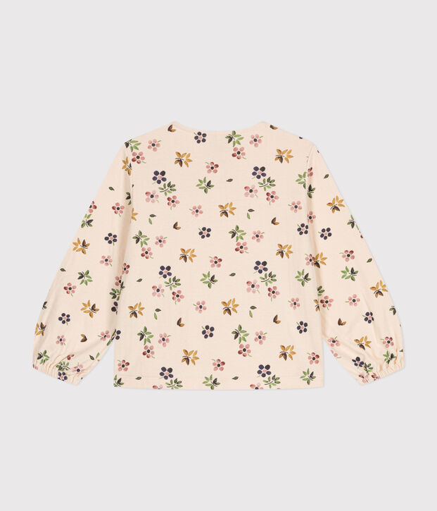 Blouse manches longues en tubique enfant fille &eacute;cru/multicouleur