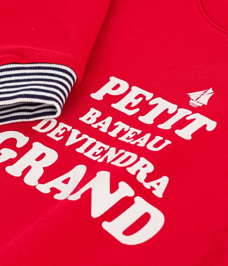 Sweatshirt enfant en coton imprim&eacute; rouge POMPEI