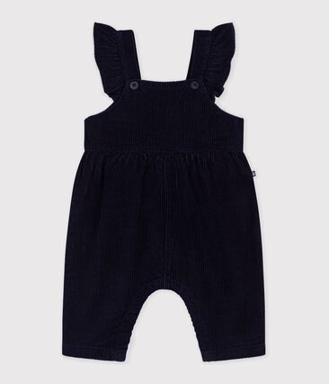 Salopette bébé en velours jambes longues unie