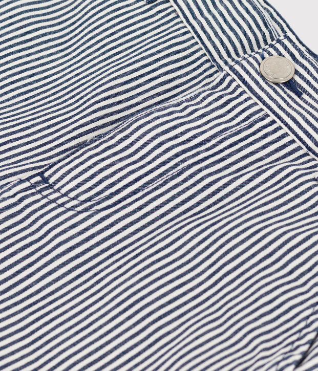 Pantalon en toile de coton ray&eacute; enfant gar&ccedil;on bleu/blanc