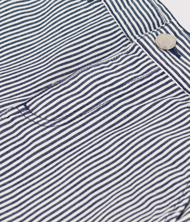 Pantalon en toile de coton ray&eacute; enfant gar&ccedil;on bleu MEDIEVAL/blanc MARSHMALLOW