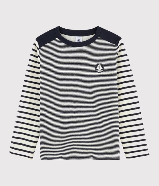 Tee shirt rayé enfant bleu SMOKING/blanc MARSHMALLOW