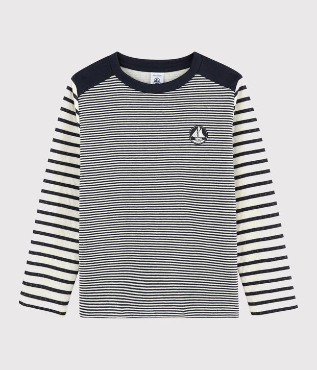 Tee shirt ray&eacute; enfant bleu/blanc