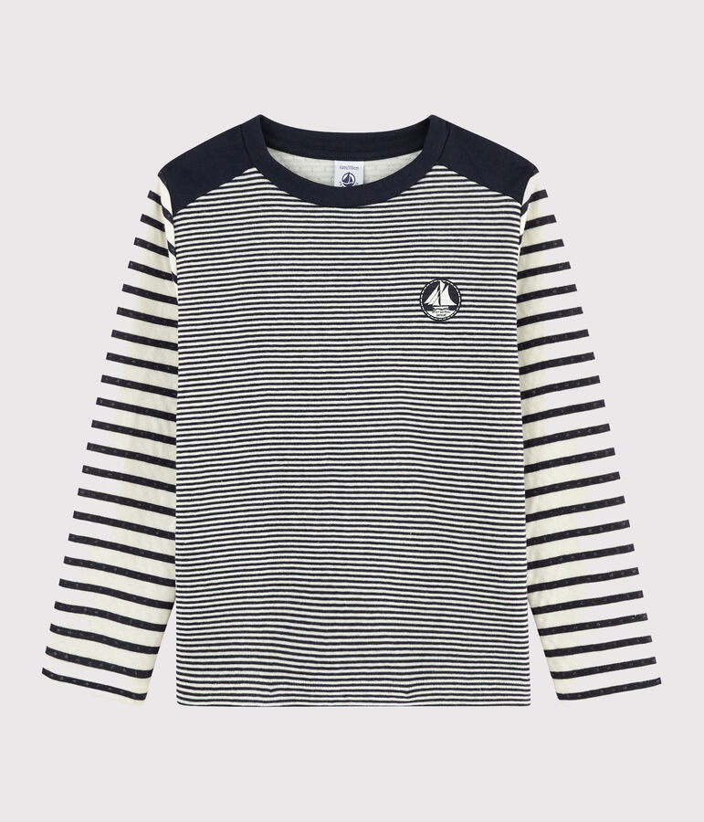 Tee shirt ray&eacute; enfant bleu/blanc