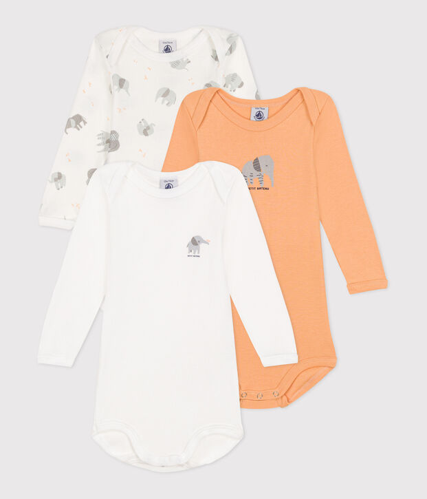 Lot de 3 bodies manches longues en coton b&eacute;b&eacute; multicouleur