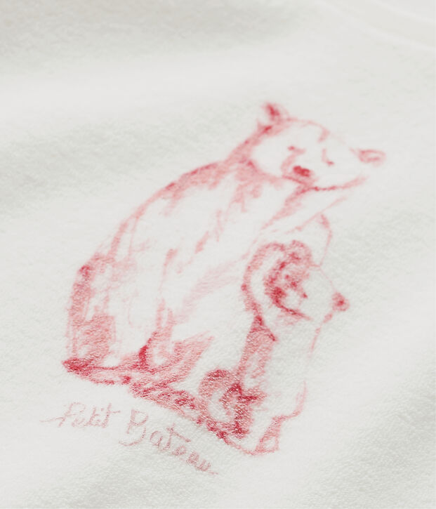 Pyjama fille en bouclette &eacute;ponge blanc/rose/multicouleur