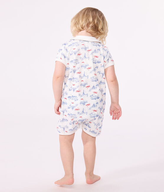 Combinaison courte bébé en coton à col imprimé Paris blanc MARSHMALLOW/blanc MULTICO