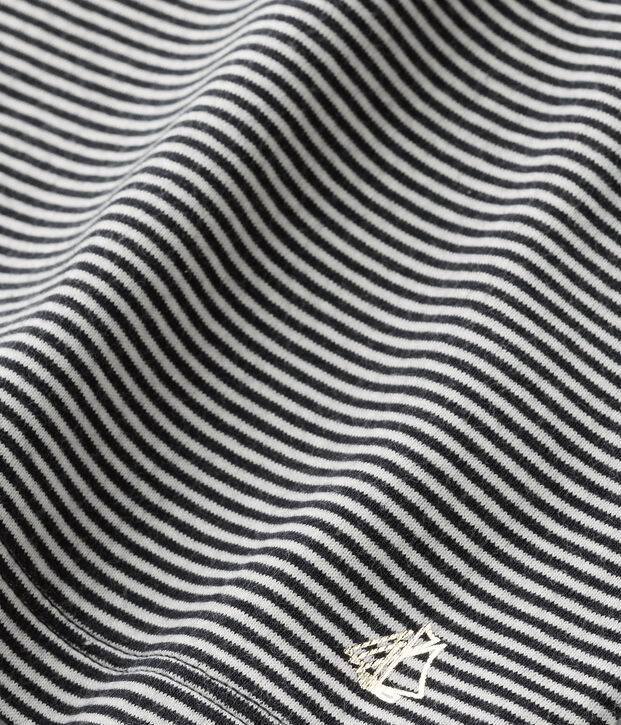 T-shirt fille manches longues en milleraies bleu/blanc