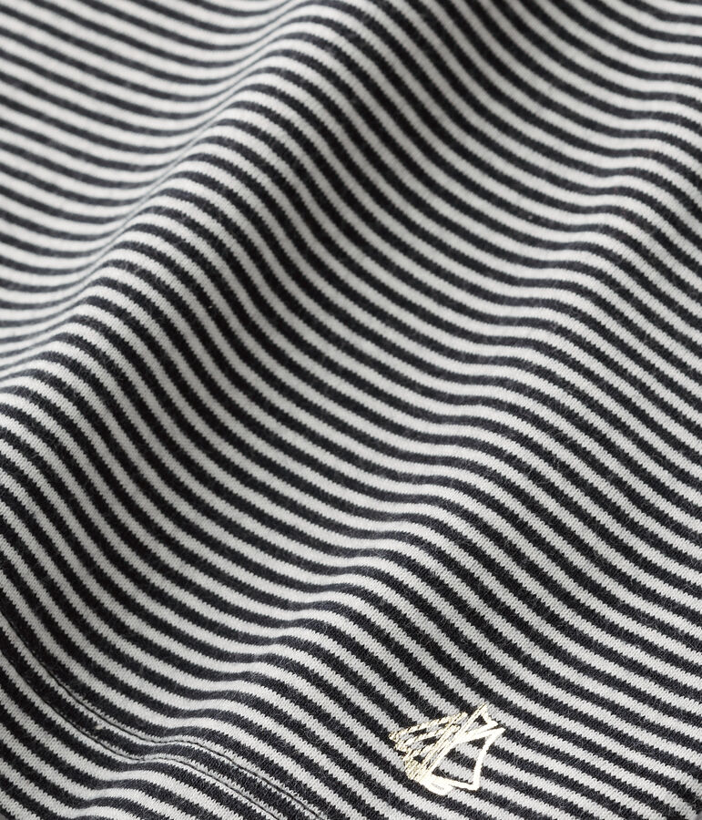 T-shirt fille manches longues en milleraies bleu/blanc