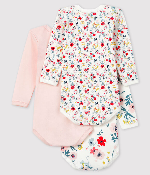 Lot de 3 bodies manches longues b&eacute;b&eacute; fille multicouleur