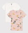 Lot de 2 tee-shirts manches courtes fleur petite fille en coton variante 1