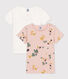 Lot de 2 tee-shirts manches courtes fleur petite fille en coton