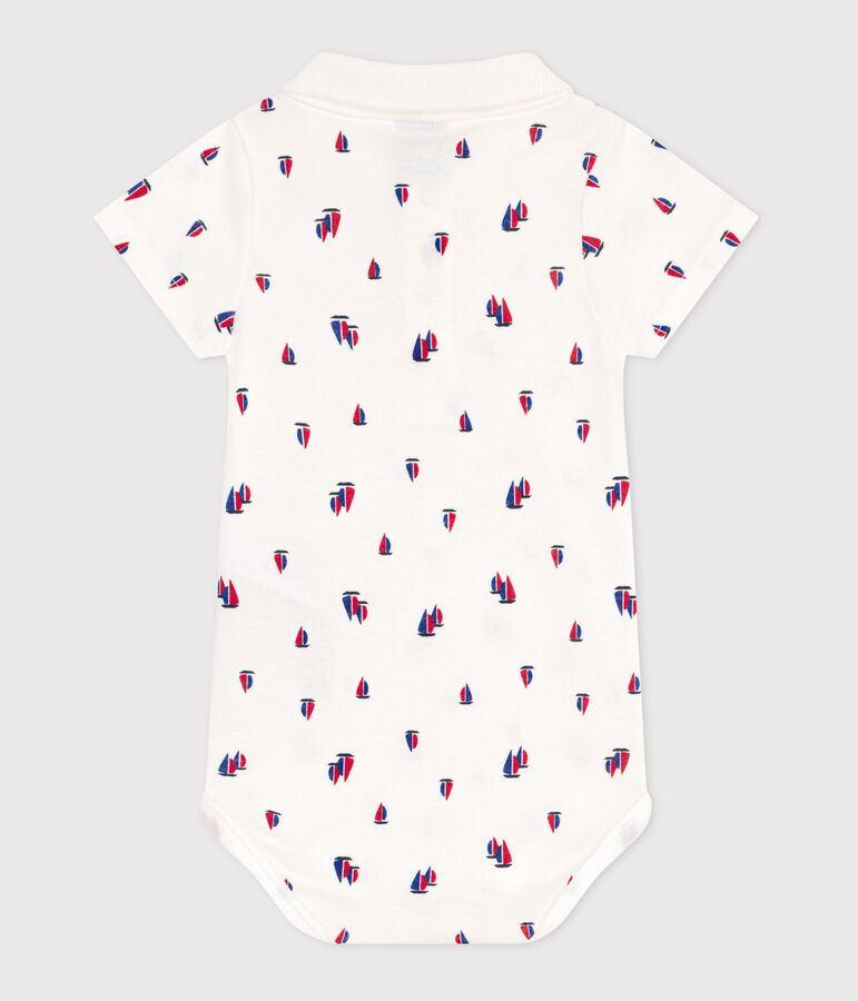 Body &agrave; manches courtes b&eacute;b&eacute; en coton, imprim&eacute; bateaux blanc MARSHMALLOW/blanc MULTICO
