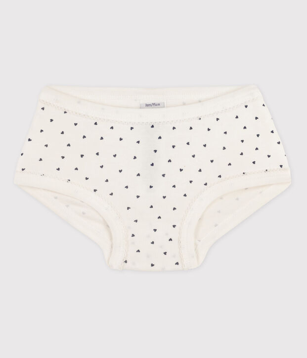 Culotte petite fille en coton blanc/bleu