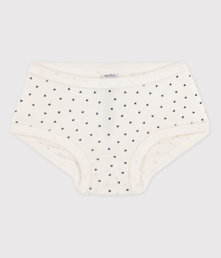 Culotte petite fille en coton blanc/bleu