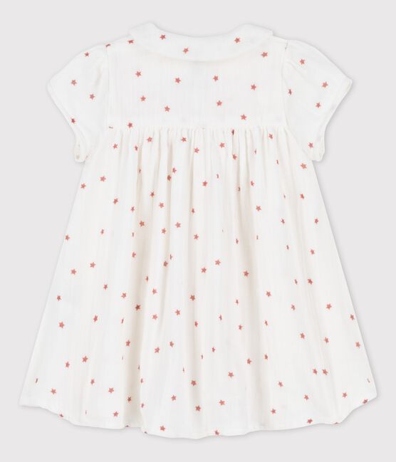 Robe manches courtes en gaze de coton bio bébé blanc MARSHMALLOW/rouge OMBRIE