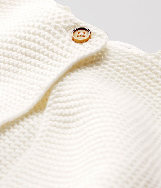 Cardigan en tricot de coton biologique bébé blanc MARSHMALLOW