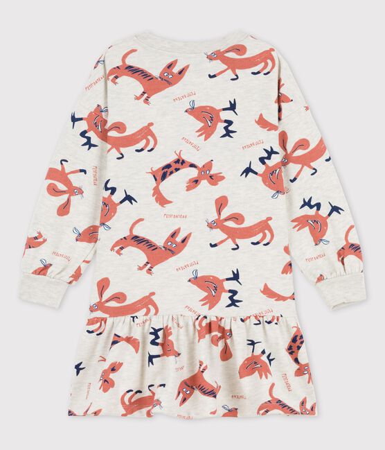 Robe manches longues en molleton enfant fille beige MONTELIMAR/blanc MULTICO