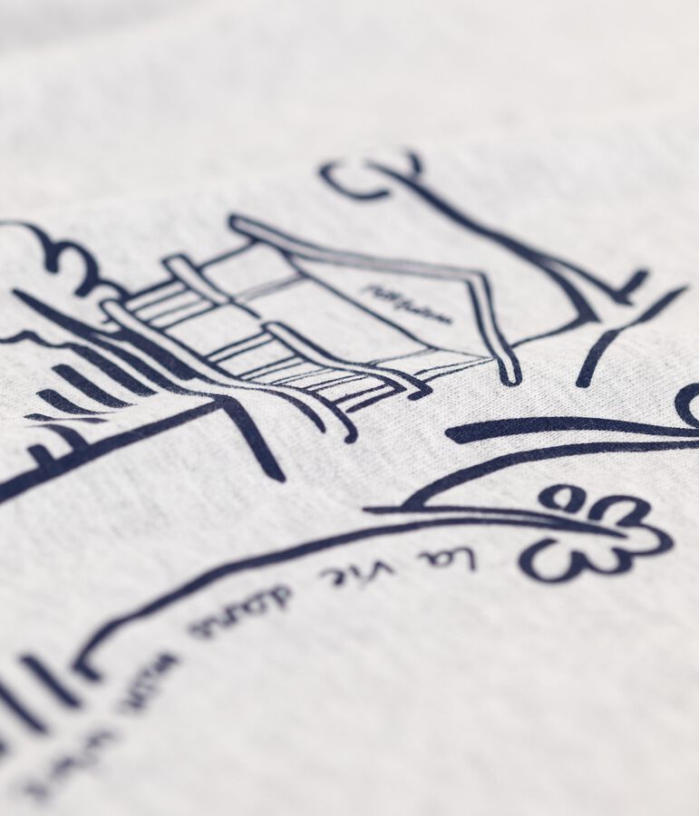 Tee-shirt manches courtes en coton enfant gar&ccedil;on gris POUSSIERE CHINE