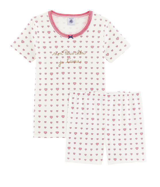 Pyjacourt petite fille coupe très ajustée blanc MARSHMALLOW/blanc MULTICO