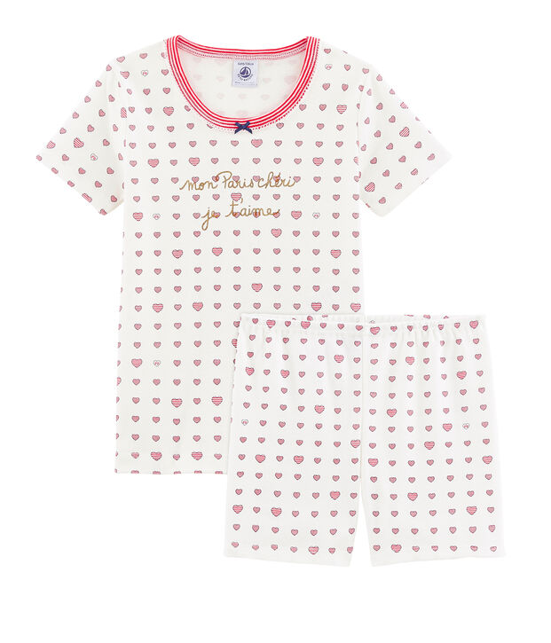 Pyjacourt petite fille coupe tr&egrave;s ajust&eacute;e blanc/multicouleur