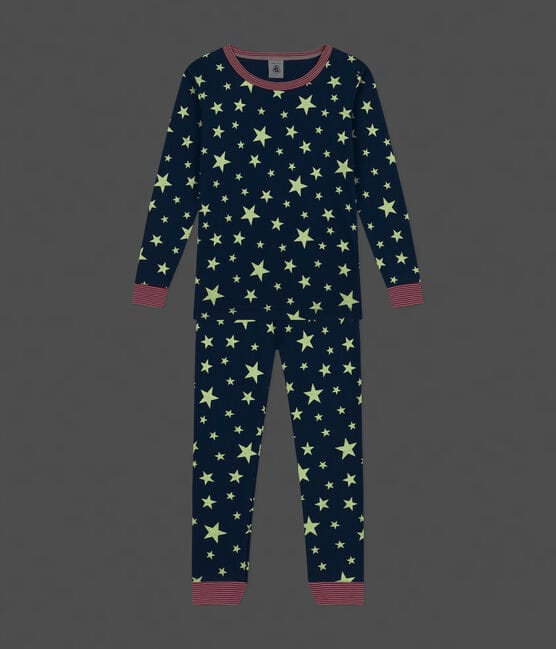 Pyjama ajusté phosphorescent en coton imprimé étoiles enfant INCOGNITO/ MARSHMALLOW
