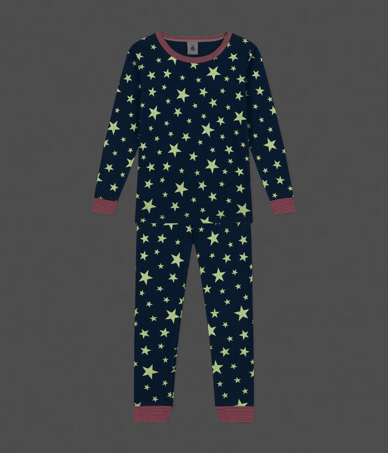 Pyjama ajusté phosphorescent en coton imprimé étoiles enfant INCOGNITO/ MARSHMALLOW