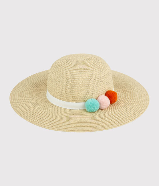 Chapeau de paille enfant fille rose NATUREL