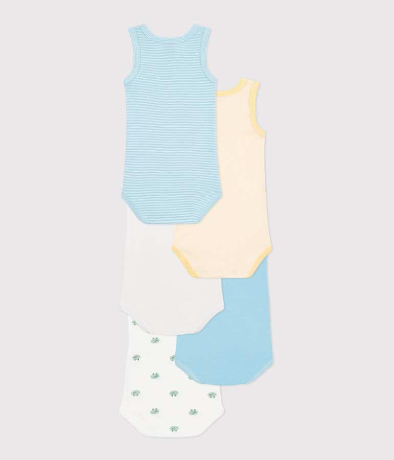 Lot de 5 bodies sans manches en coton imprim&eacute; b&eacute;b&eacute; variante 1