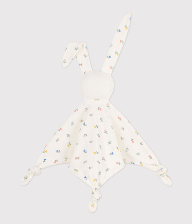 Doudou fleurs en coton blanc/multicouleur